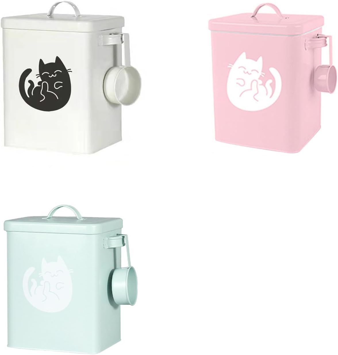 Dog and Cat Food Storage Container 6L, Cute Pet Food Storage Containers with Lids Airtight, Metal Cat Food Bin with Measuring Cup, Durable Airtight Cat Food Container for Pet Owners(#3)