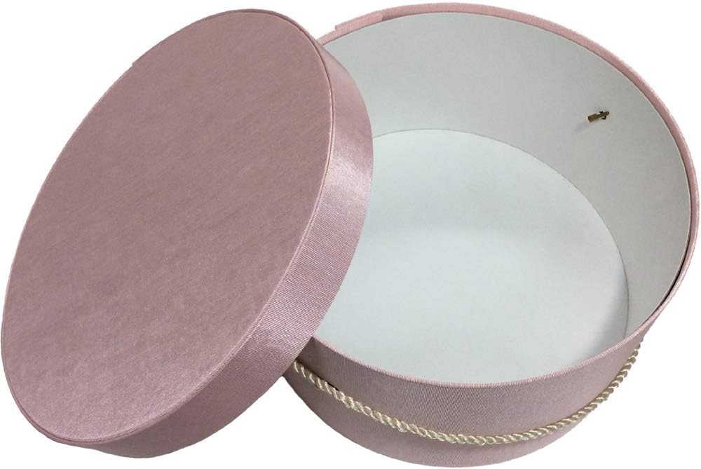 Sarah's Hat Boxes Classic Pink Hat Box โ 11" x 5.5" (Dia. x Ht.) Handmade in USA โ Odorless Non-Toxic Adhesive, Cording Handle โ Premium Storage for Hats & Accessories