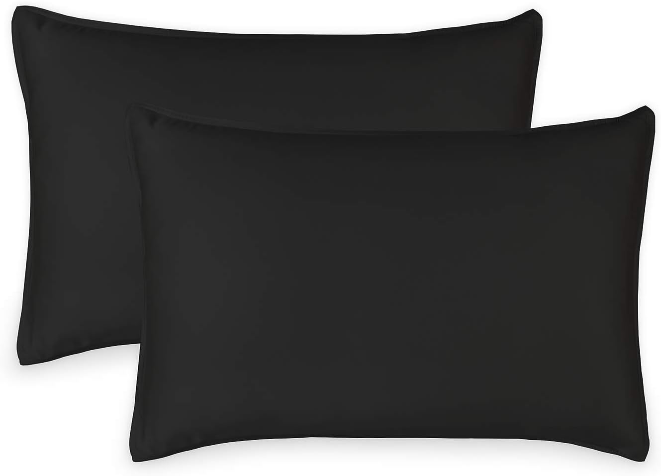 King Pillowcases by Pure Bamboo, Genuine 100% Organic Viscose Derived from Bamboo, Luxuriously Soft & Cooling, Double Stitching, Envelope Closure (2 King Pillowcases, Black)