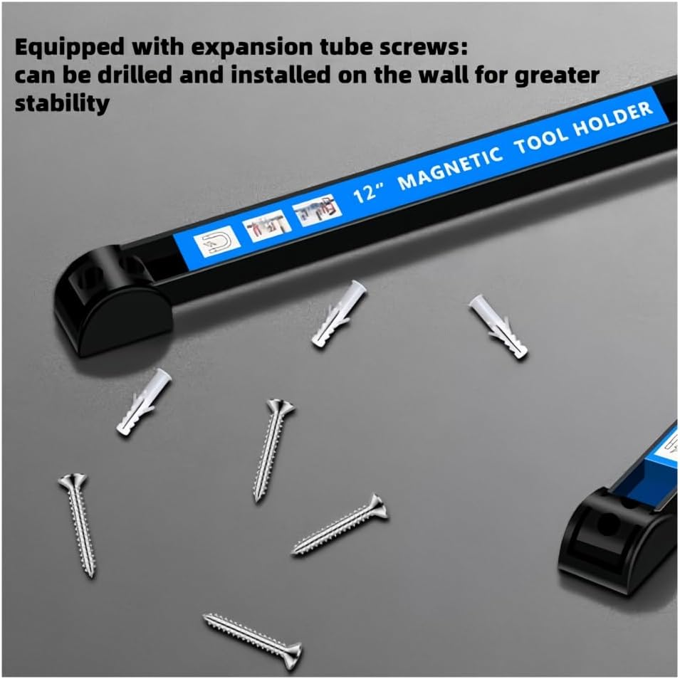 12" Magnetic Tool Holder Strip 4 Pack,Used for storing garage tools, kitchen utensils, and iron products. Storage Arrangement Organizer, Easy To Install in Workshop, Mounting Screws Included.