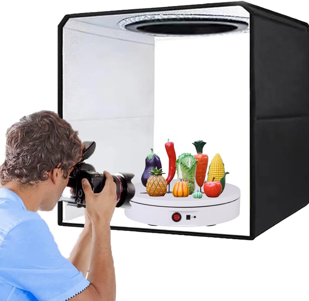 JAYEGT Motorized Rotating Display Stand,330 Lbs Load,360 Degree Electric Rotating Photography Turntable For Products Display,Video Show, Live Show,Remote Control +5 Colors Backgrounds(White / 11.8inch / Rechargeable)