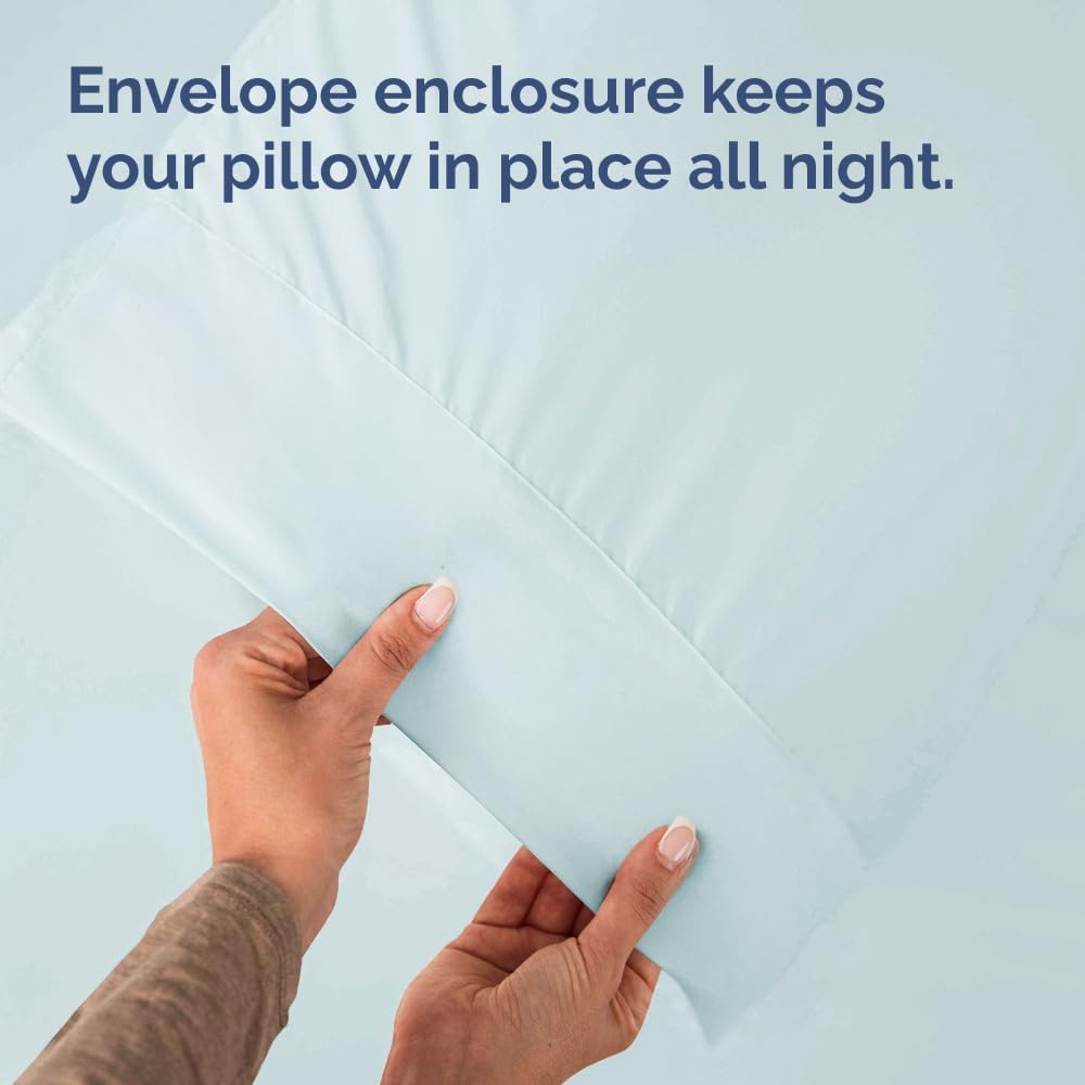 Standard Pillow Cases - 4 Pack - Super Soft Pillowcase Covers - Envelope Enclosure - Hotel Quality Pillow Protectors - Wrinkle Free, Shrink & Stain Resistant - Machine Washable - 20" x 26" (Ice Blue)