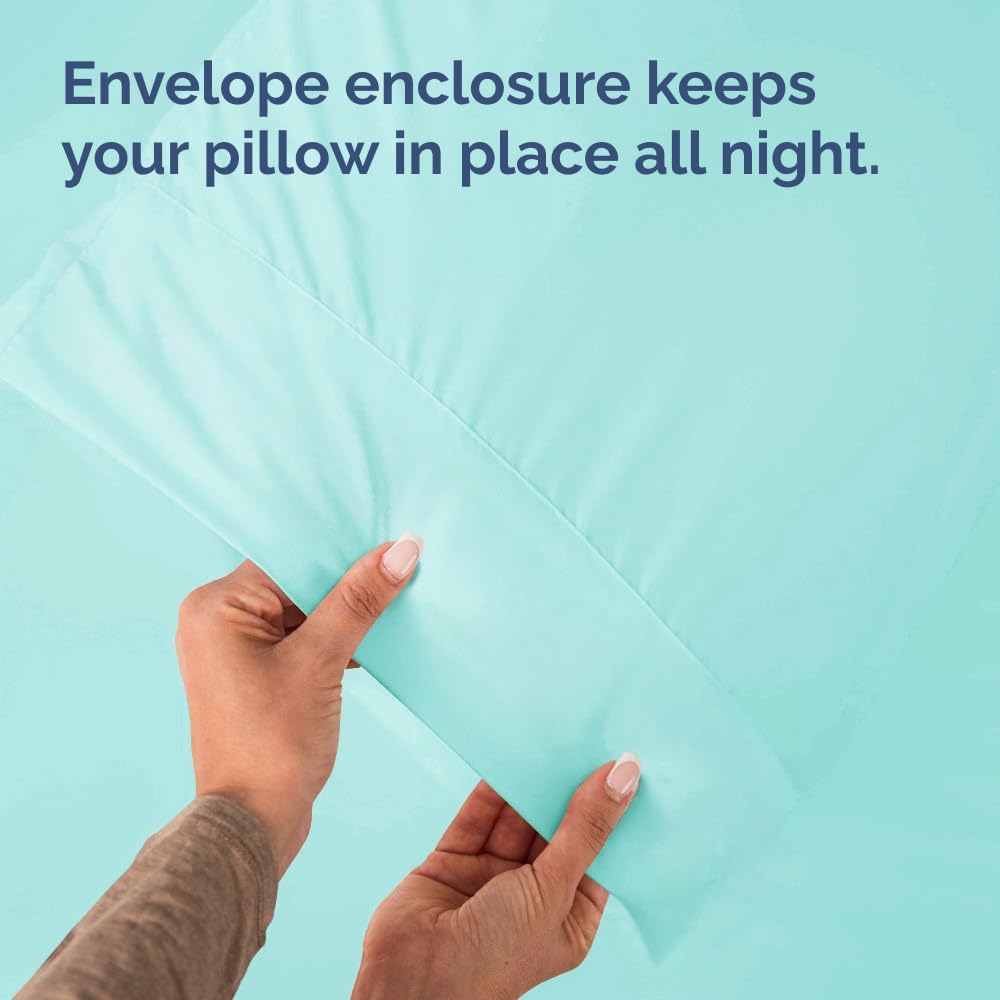 King Pillow Cases - 2 Pack - Super Soft Pillowcase Covers - Envelope Enclosure - Hotel Quality Pillow Protectors - Wrinkle Free, Shrink and Stain Resistant - Machine Washable - 20" x 40" (Spa Blue)