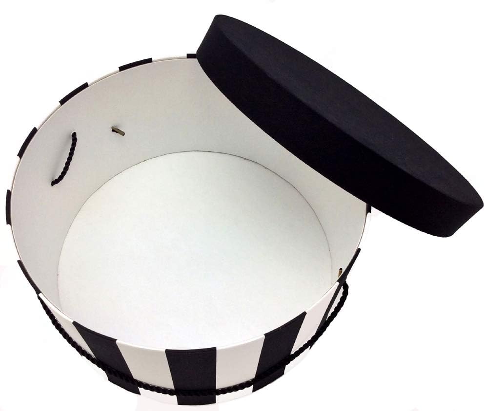Sarah's Hat Boxes Classic Wide Stripe Hat Box โ 12.75" x 6.5" (Dia. x Ht.) Handmade in USA โ Odorless Non-Toxic Adhesive, Cording Handle โ Premium Storage for Hats & Accessories