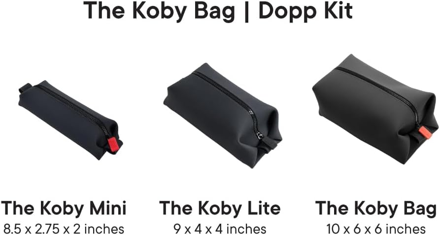 TOOLETRIES The Koby Lite Dopp Kit - Silicone Toiletry Organizer, Bathroom Travel Bag - Heavy-Duty Zipper, Leak Resistance, Easy to Clean - 9" x 4" x 4" - Charcoal