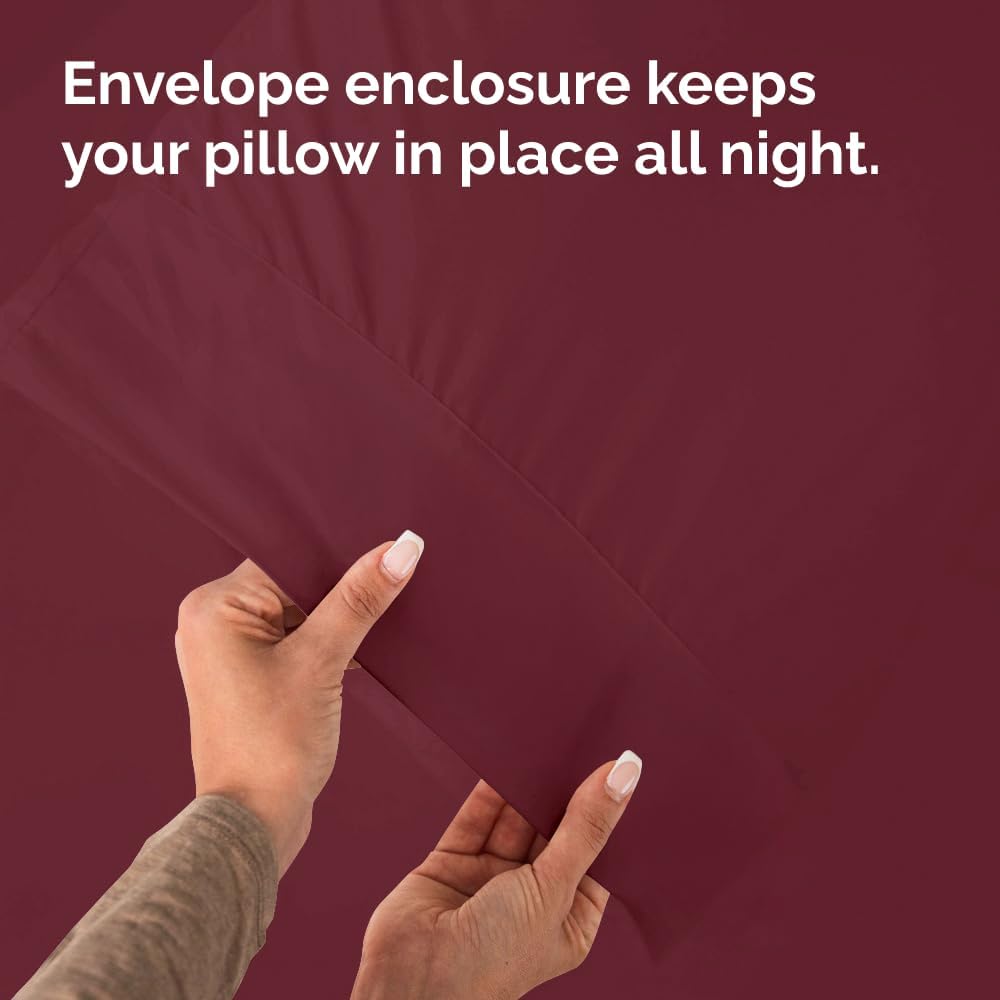 Standard Pillow Cases - 4 Pack - Super Soft Pillowcase Covers - Envelope Enclosure - Hotel Quality Pillow Protectors - Wrinkle Free, Shrink & Stain Resistant - Machine Washable - 20" x 26" (Burgundy)