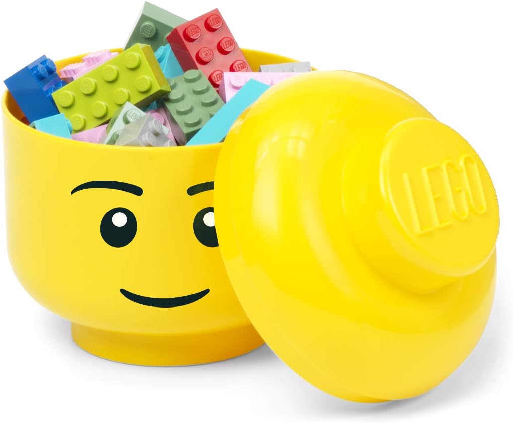 Room Copenhagen, Lego Storage Heads Stackable Storage Container - Buildable Organizational Bins for Kid’s Toys and Accessories - 4.02 x 4.02 x 4.53in - Mini, Winky, Holds 100 Bricks