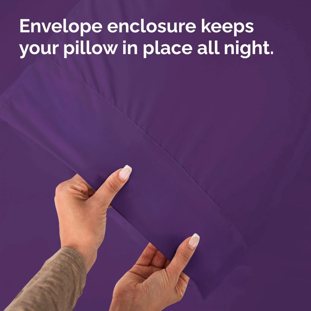 King Pillow Cases - 2 Pack - Super Soft Pillowcase Covers - Envelope Enclosure - Hotel Quality Pillow Protectors - Wrinkle Free, Fade, Shrink & Stain Resistant - Machine Washable - 20" x 40" (Purple)