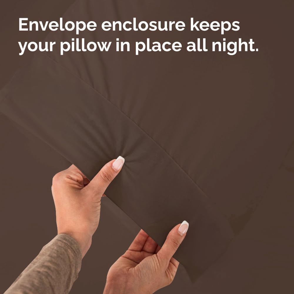 King Pillow Cases - 4 Pack - Super Soft Pillowcase Covers - Envelope Enclosure - Hotel Quality Pillow Protectors - Wrinkle Free, Fade, Shrink & Stain Resistant - Machine Washable - 20" x 40" (Brown)