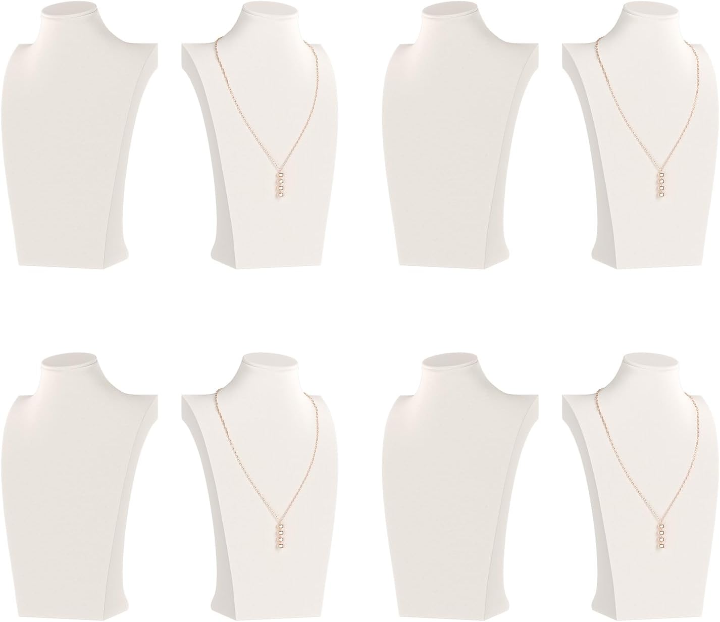 Necklace Bust Display Stand, Necklace Holder, Pendant Chain Necklace Organizer for Women (Beige Velvet, L 4PCS)