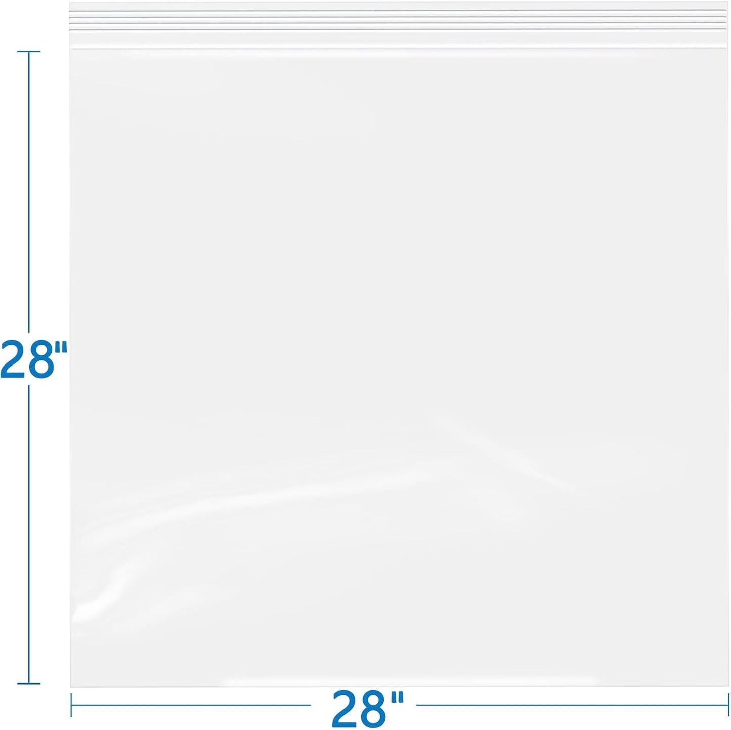 iMailer- 28" x 28" 50 Pack- 2 Mil Resealable Zip Bags- Clear Plastic Bags with Zip Top Lock for Storage, Organizing, Crafts, Travel