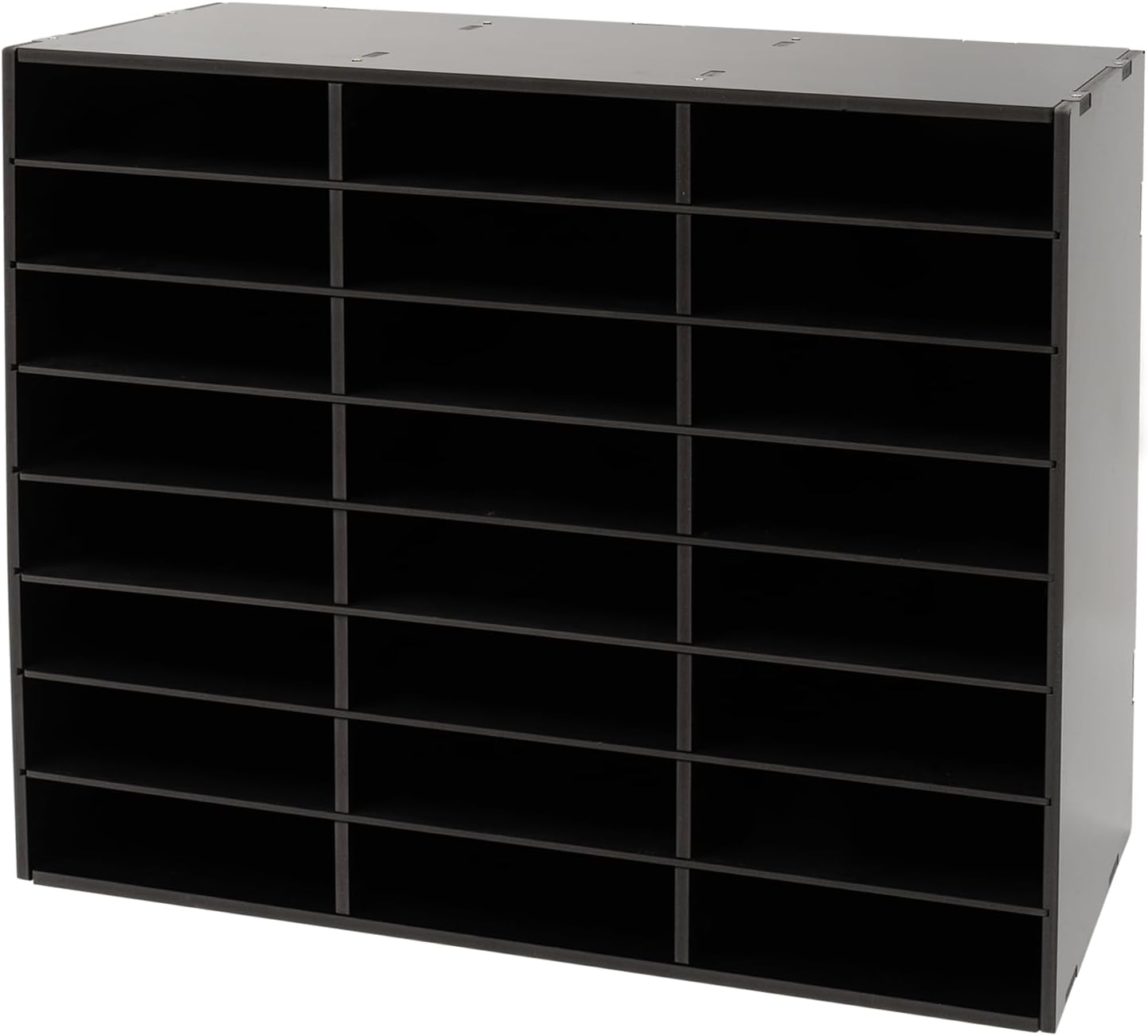 24 Compartments Literature Organizer, Desktop File Sorter Mail Center Paper Storage Cabinet Classroom Mailbox for Files Documents Papers Magazines (Black 24Slots)