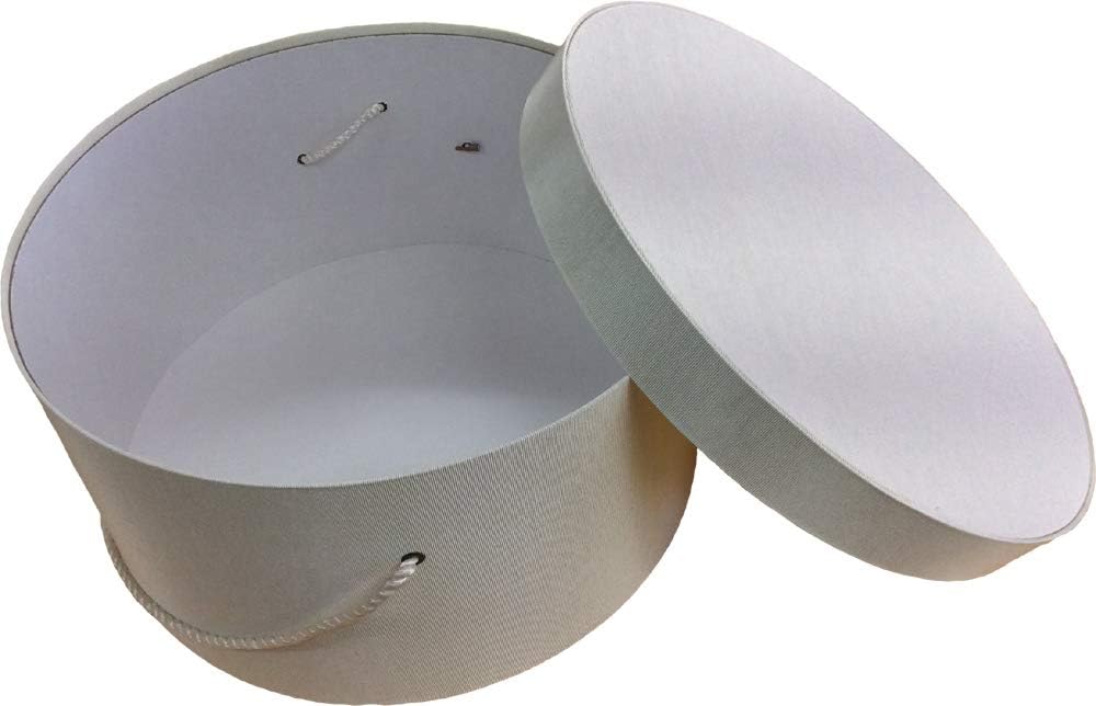 Sarah's Hat Boxes Classic Ivory Hat Box โ 12.75" x 6.5" (Dia. x Ht.) Handmade in USA โ Odorless Non-Toxic Adhesive, Cording Handle โ Premium Storage for Hats & Accessories