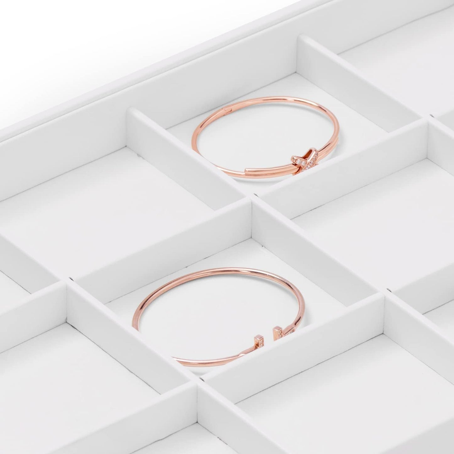 Oirlv Premium White Leather Stackable Jewelry Tray 12 Grid Jewelry Drawer Organizer Trays for Bracelets Earrings