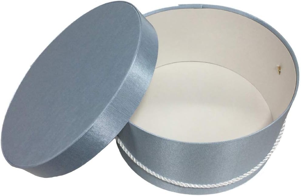 Sarah's Hat Boxes Classic Light Blue Hat Box โ 8.75" x 4.5" (Dia. x Ht.) Handmade in USA โ Odorless Non-Toxic Adhesive, Cording Handle โ Premium Storage for Hats & Accessories