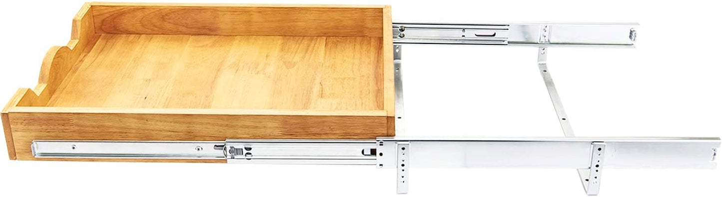 DINDON Pull Out Cabinet Organizer (17" W x 18" D) 1 Tier,Single Tier Oak Wood Under Cabinet Slide Out Shelf Drawer Box…