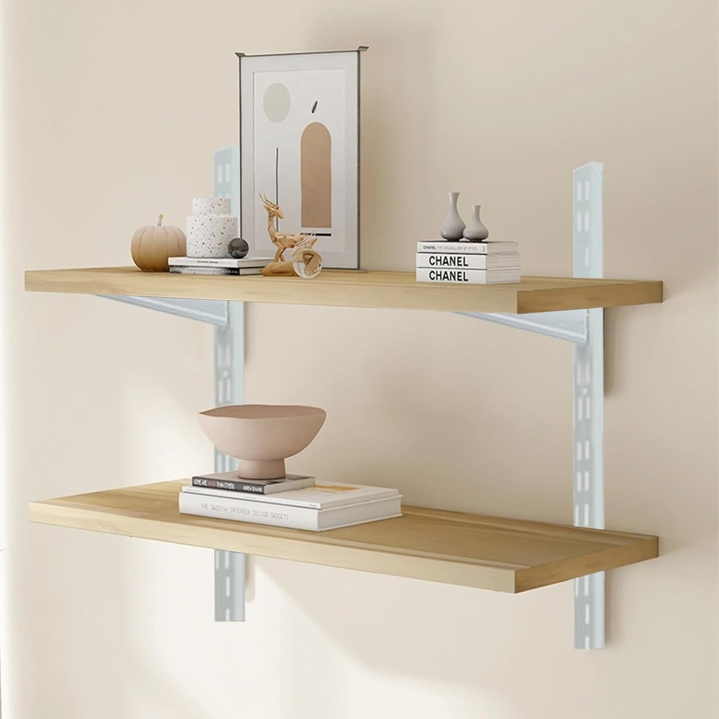 10 Pack 7‑Inch Adjustable Wire Shelf Brackets – Heavy‑Duty Double‑Track Closet & Wall Shelving System Supports(White)