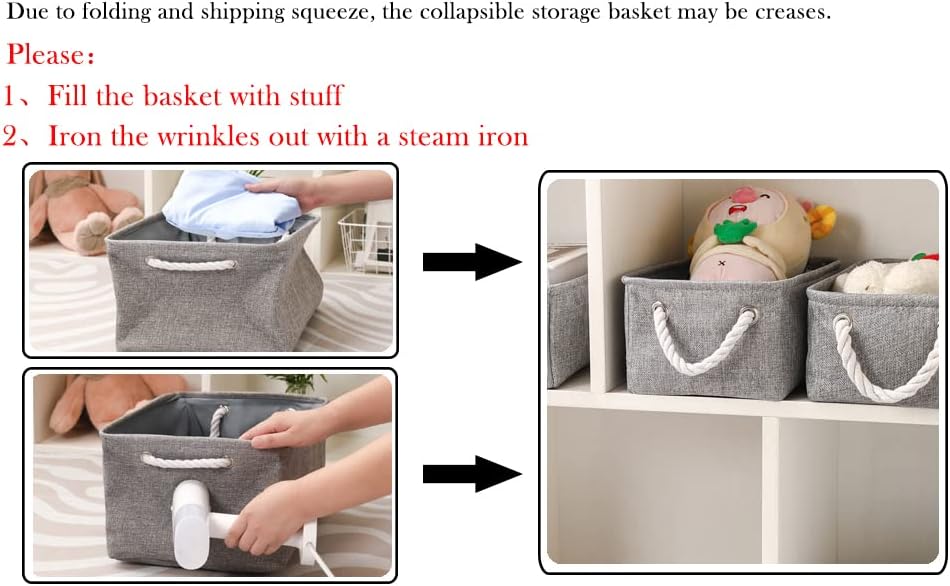 combocube 15.7 x 11.8 x 8.2 Inch Fabric Storage Bins for Shelves, Linen Storage Organizer Storage Basket with Ropes for Laundry, Home, Closet, Office, Clothes, Toys Organizer