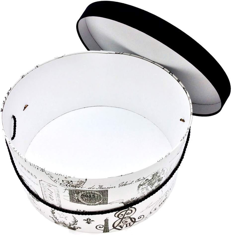 Sarah's Hat Boxes Classic Paris Hat Box โ 16.75" x 8.5" (Dia. x Ht.) Handmade in USA โ Odorless Non-Toxic Adhesive, Cording Handle โ Premium Storage for Hats & Accessories