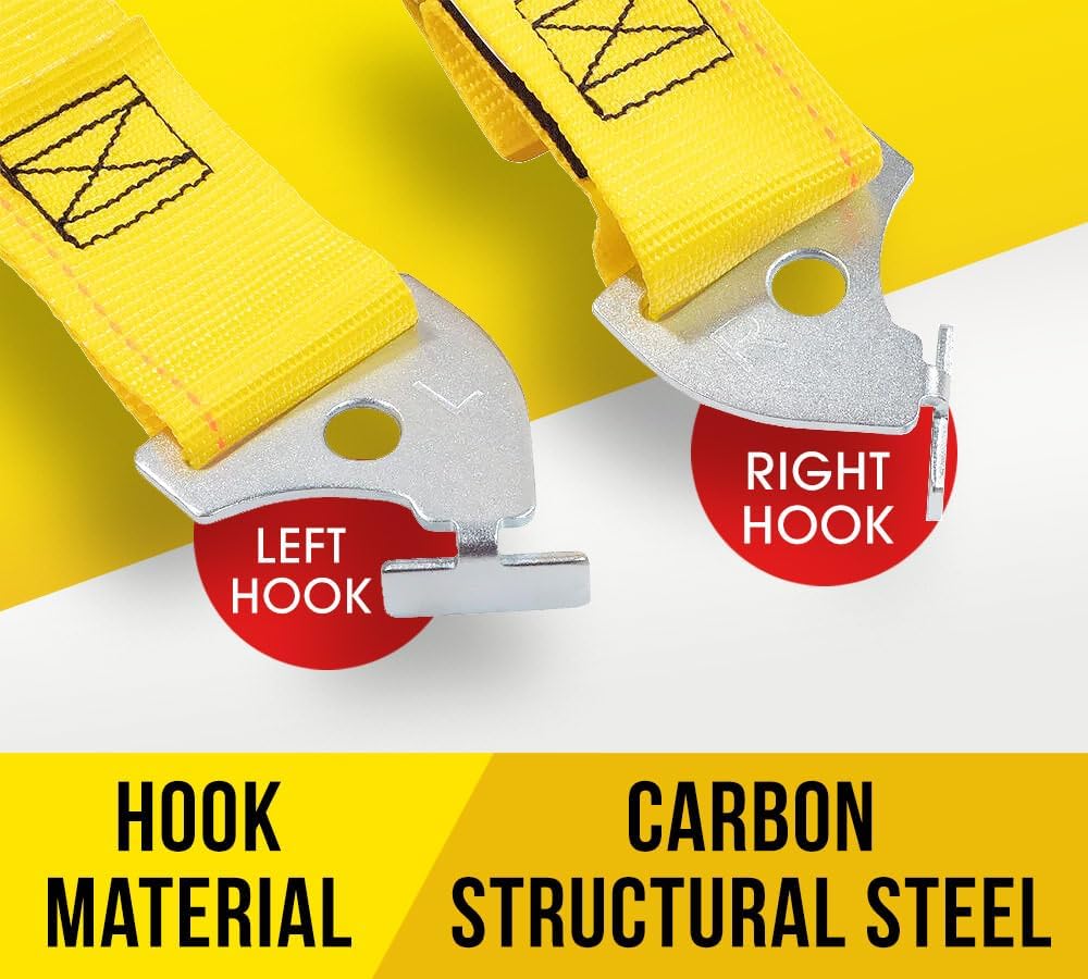 Mytee Products 2" x 98.5" Pallet Rack Safety Straps - 2400 lbs Breaking Strength - Yellow Polyester - Fits 8 ft Pallet Bay