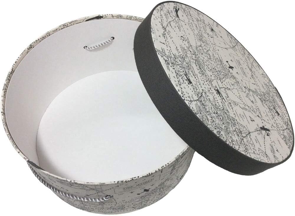 Sarah's Hat Boxes Classic Travel Hat Box โ 14.75" x 7.5" (Dia. x Ht.) Handmade in USA โ Odorless Non-Toxic Adhesive, Cording Handle โ Premium Storage for Hats & Accessories