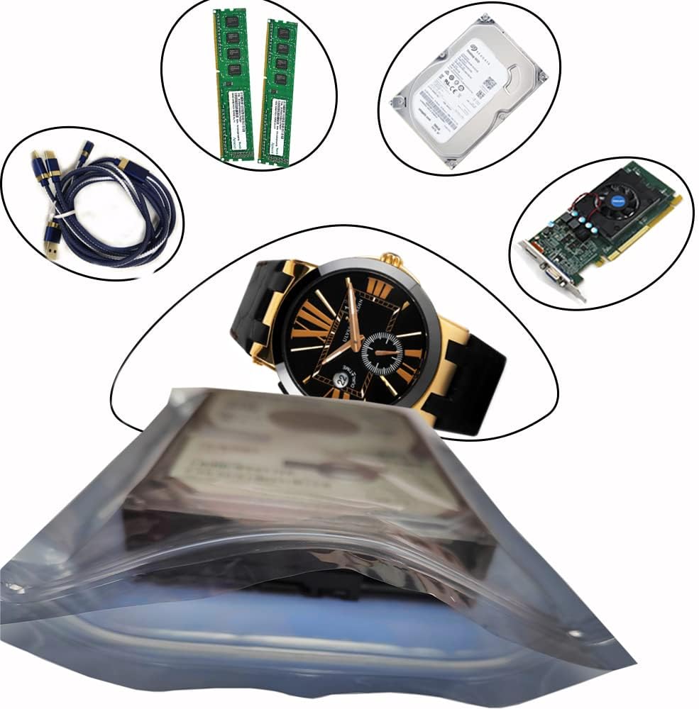 100pcs Antistatic Bags 5.9x7.8in/15x20cm, Resealable ESD Bag, Suitable for SSD Hard Disk and Various Electronic Devices