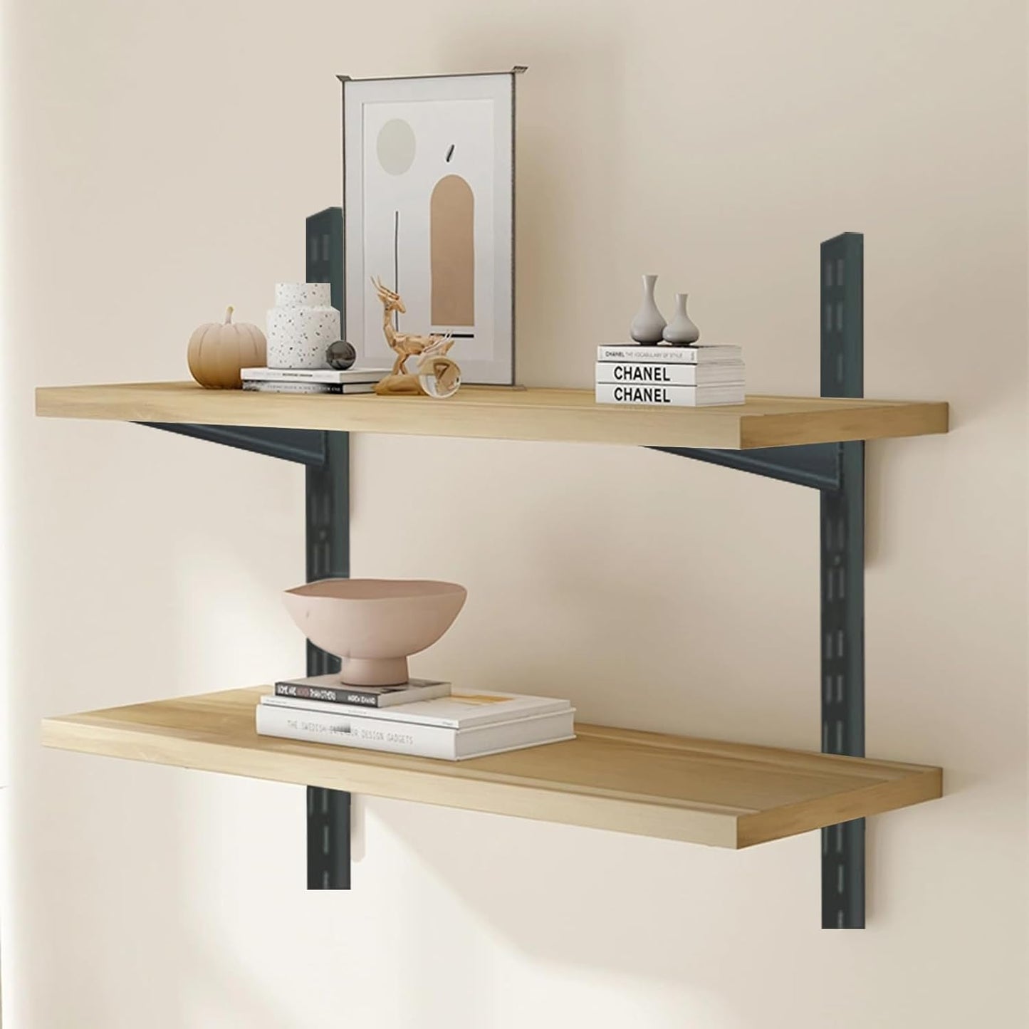 10 Pack 9‑Inch Adjustable Wire Shelf Brackets – Heavy‑Duty Double‑Track Closet & Wall Shelving System Supports(Black)
