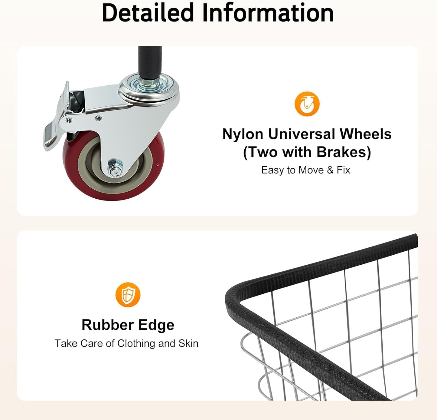 Steel Wire Laundry Cart, Wire Laundry Basket Cart with 4" Casters, Heavy Duty Commercial Rolling Laundry Basket for Clothes Storage, 26.77"D x 21.5"W x 26"H