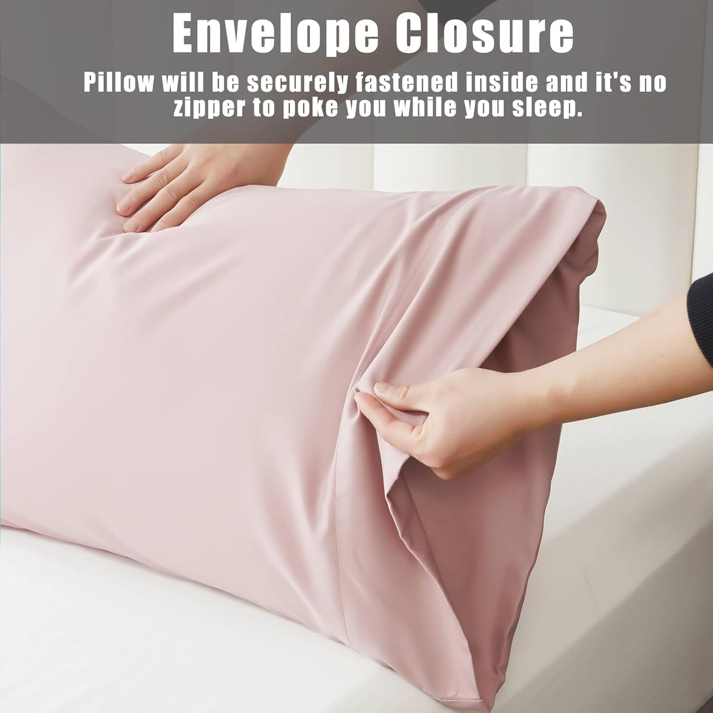 TELUS Pillow Cases King Size 2 Pack, Bamboo Rayon Cooling Pillowcases with Envelope Closure, Cool Breathable Pillow Case for Hot Sleepers & Night Sweats, 20x36 inches, Pink