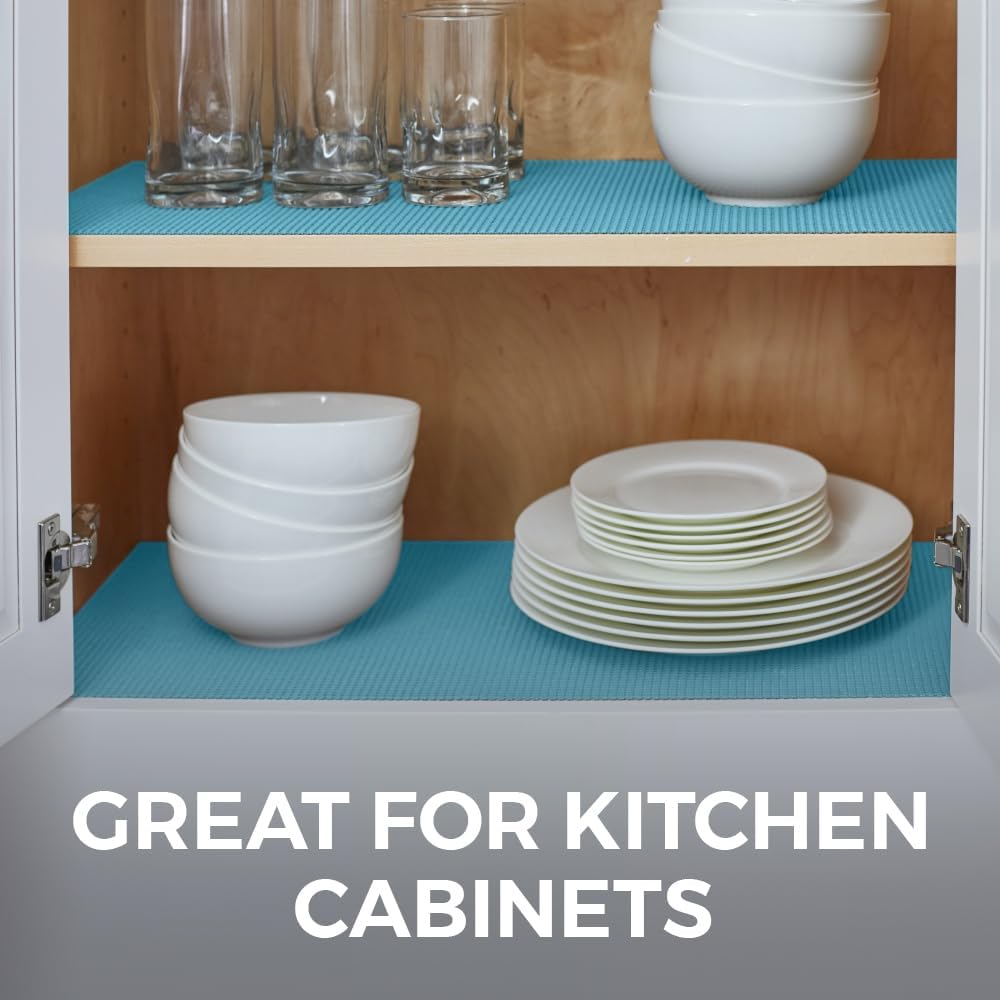 HOME GENIE Shelf Drawer and Cabinet Liner, Durable with Strong Grip, 17.5 in x 20 FT, Non Adhesive Liners Protect Kitchen Cabinets and Cupboard, Pantry, Bathroom Drawers and Shelves, Desks, Teal