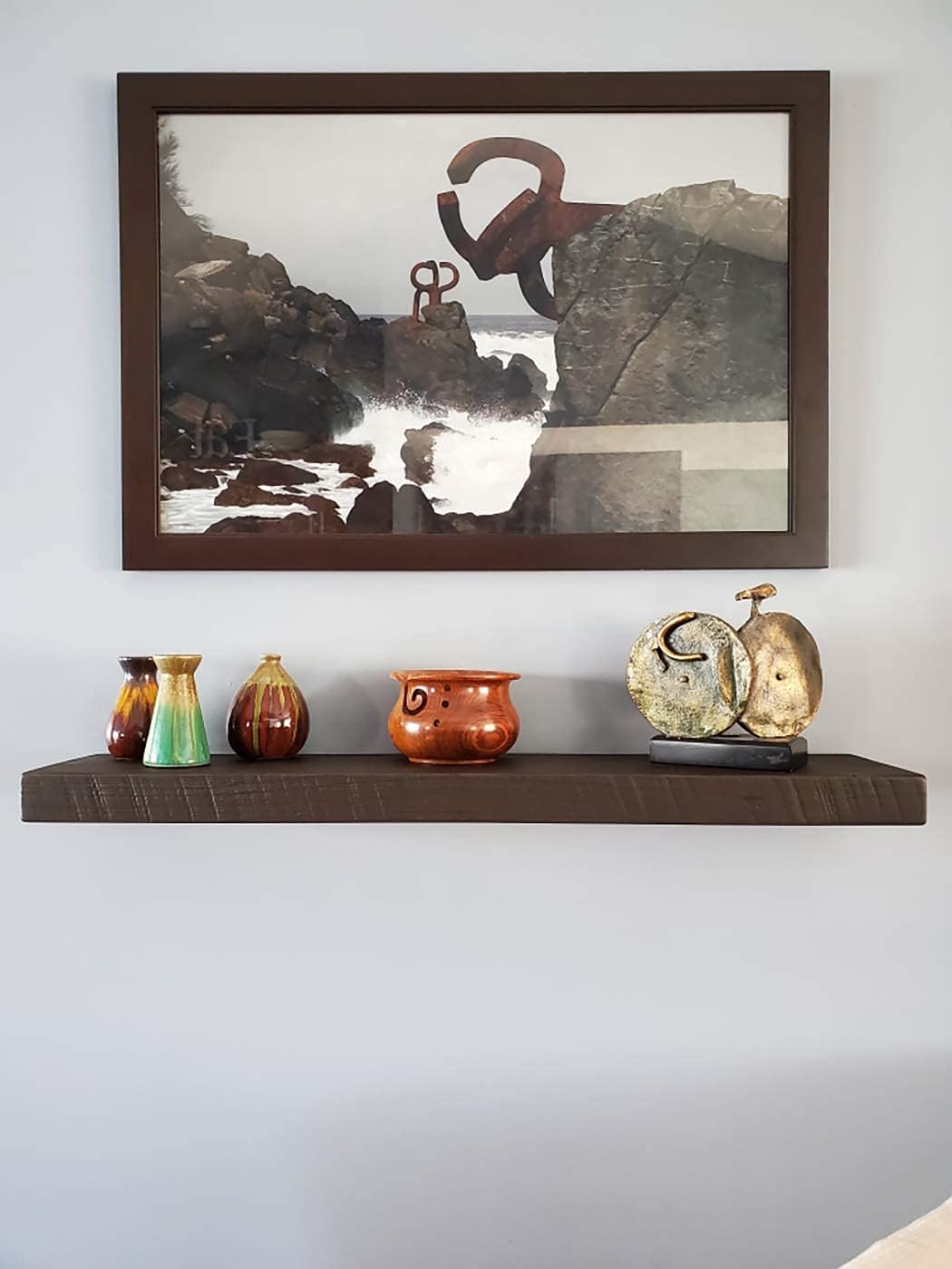 joelsantiques 54 Inch Wooden Floating Shelves for Wall - 54x8x2 in - Made of Natural Wood - Long Heavy Duty Wall Shelves - Made in USA NO TARIFFS - Perfect for Living Room, Kitchen - Mocha