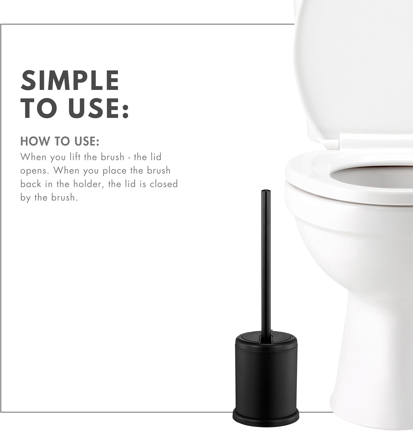 ToiletTree Products Deluxe Toilet Brush with Lid - Black