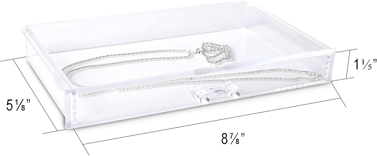 Frebeauty Extra Large Acrylic Jewelry Box for Women Girls 5 Layers Clear Velvet Earring Organizer with 5 Drawers Rings Display Case Necklaces Holder Tray (Beige)