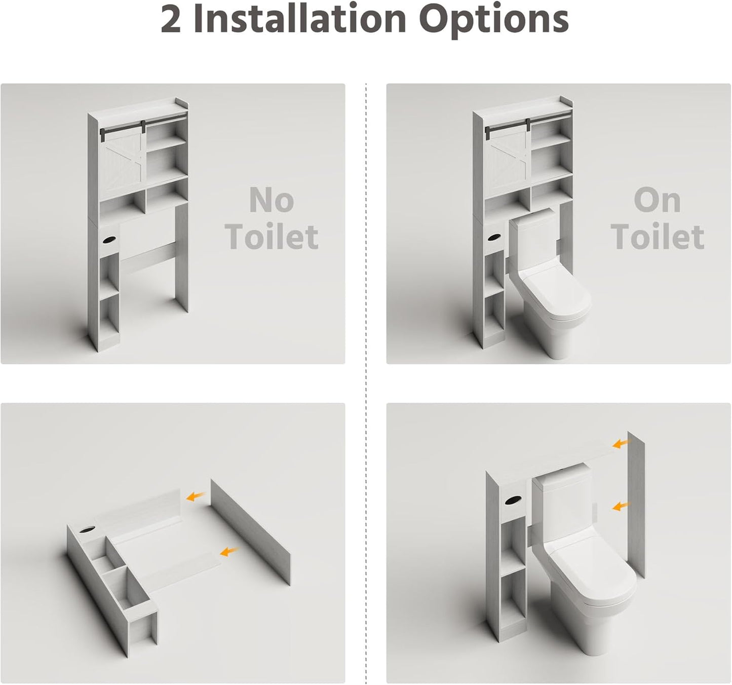 LAUSAINT HOME Over The Toilet Storage Cabinet, Bathroom Storage Cabinet Over Toilet with Anti-Tip Device, Space-Saving Toilet Shelf, for Laundry, Room, Bathroom