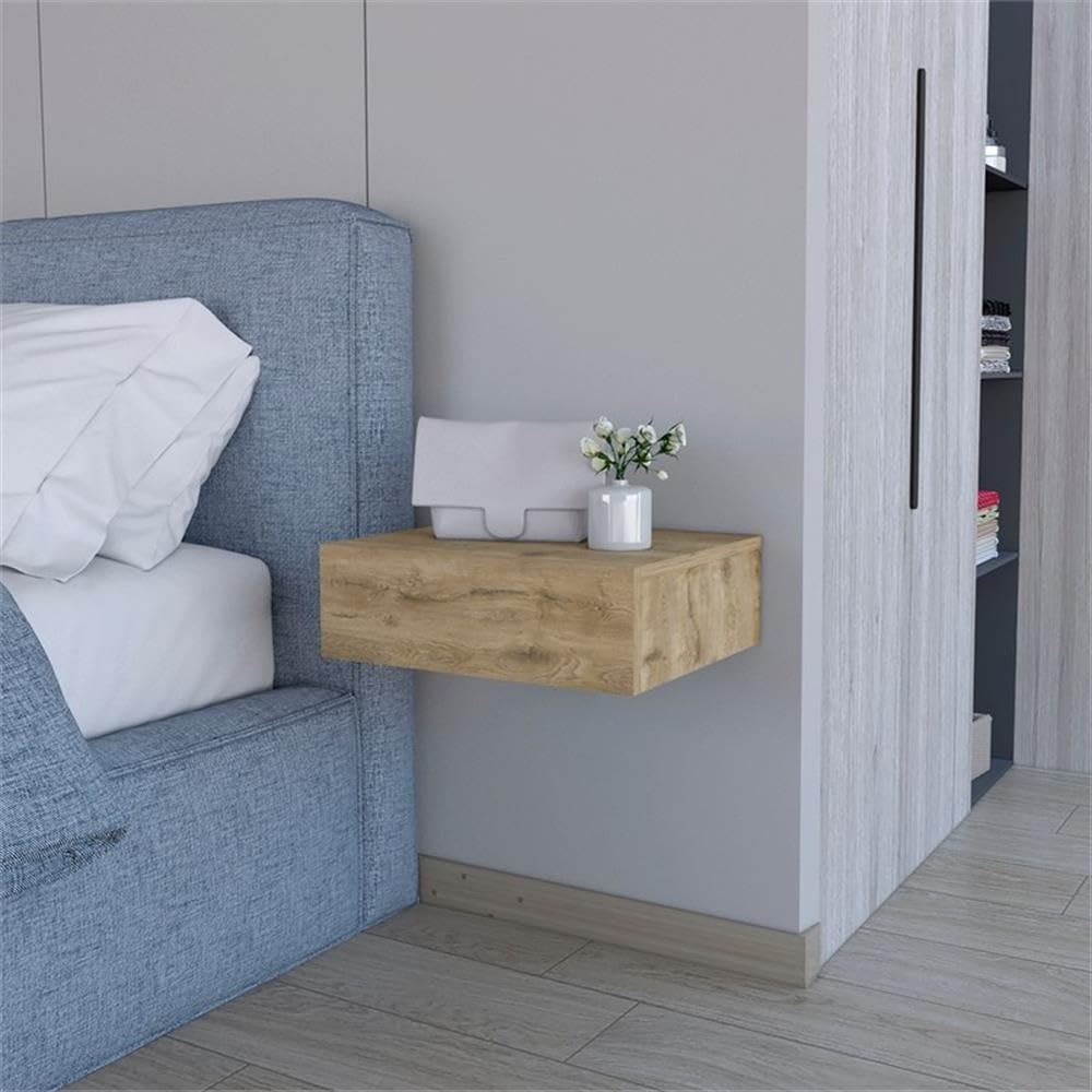 Vienna 1-Drawer Manufactured Wood Floating Nightstand, Macadamia