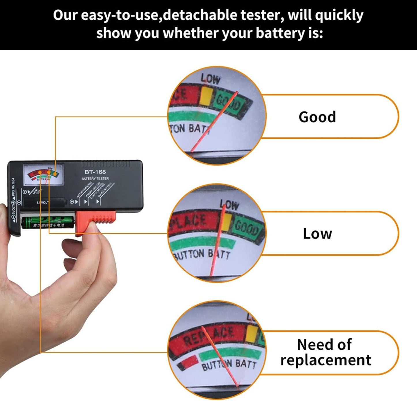 Battery Organizer Storage Box, with Capacity Test Instrument Soft Padding Battery Storage Case Holder
