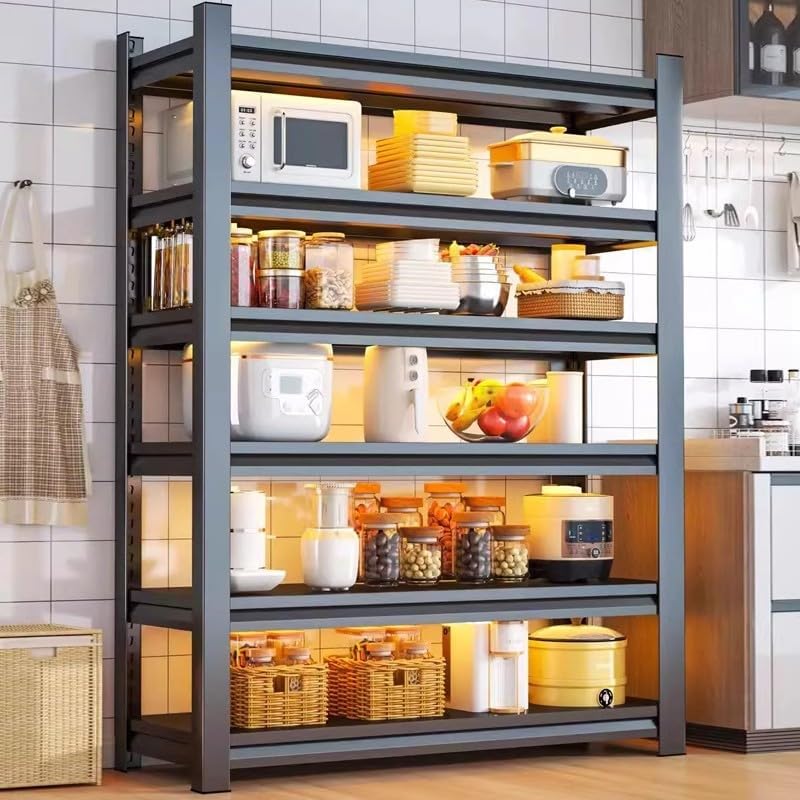 Storage Shelves, Garage Metal Shelving Unit, Adjustable, Double-Layer Column with Reinforced Ribs, Heavy-Duty, Capable of Bearing 3600 lbs, Suitable for Garage, Warehouse, Kitchen Storage