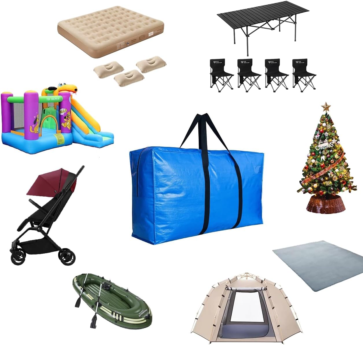 Extra Large Storage Bags, Jumbo Moving Tent Storage Bags, Foldable Big Pink XXL Duffle Bag for Travel,Christmas Tree Bag, 42x23x13.5inch - 2PACK