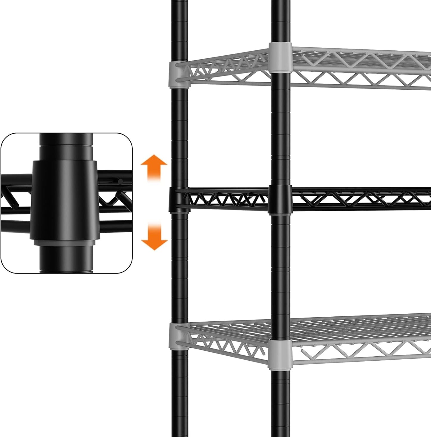 SINGAYE 4 Shelves Wire Storage Shelf 1400LBS Heavy Duty Storage Shelving Unit Metal Organizer Wire Rack Shelving 18" Dx36 Wx59 H Black