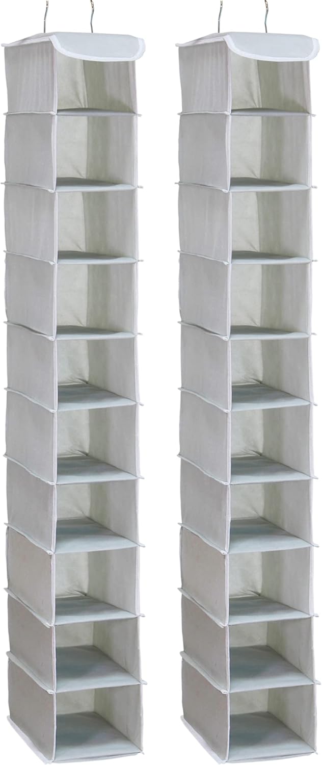 Simple Houseware 2 Pack 10 Shelves Hanging Organizer, Grey