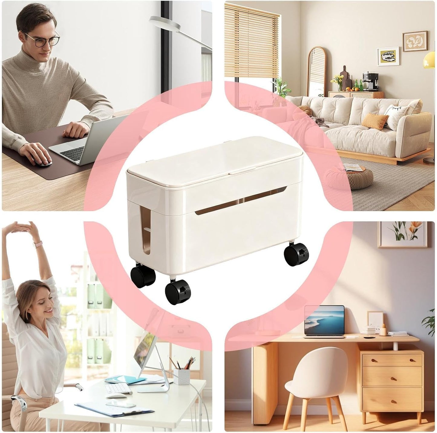 Socket Storage Rack, Compact & Space-Saving, 32.5x15.5x17.5cm, Wire Storage Container, Cable Management Box, Stylish & Functional, for Home, Office, Dorm, Gaming, TV Stand, Desk, Computer