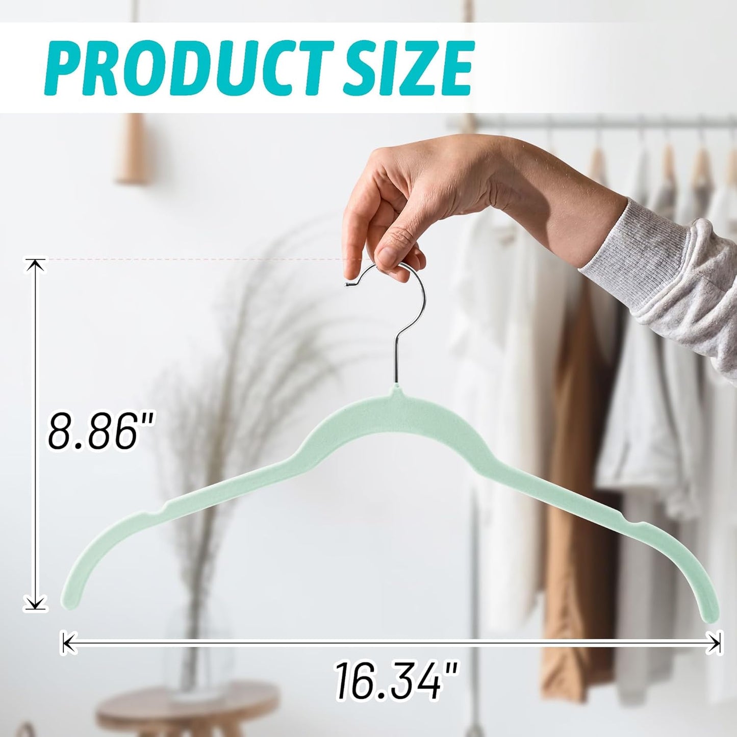 30 Pack Velvet Hangers ā Non-Slip Slim Clothes Hangers with 360° Swivel Hook, Space-Saving Flocked Shirt Hangers for Coats, Dresses, Blouses, Suits(Green)