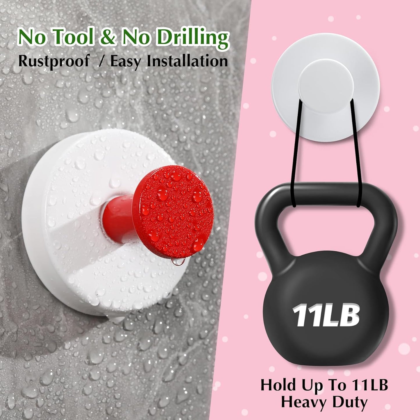 Suction Cup Hooks for Shower No-Drill Bathroom Hooks for Towels, Robes, Loofah Mountable on Bathroom Walls, Kitchen, Glass, Mirrors, Tile and Smooth,Non-Porous Surfaces (2, Klein Blue White)