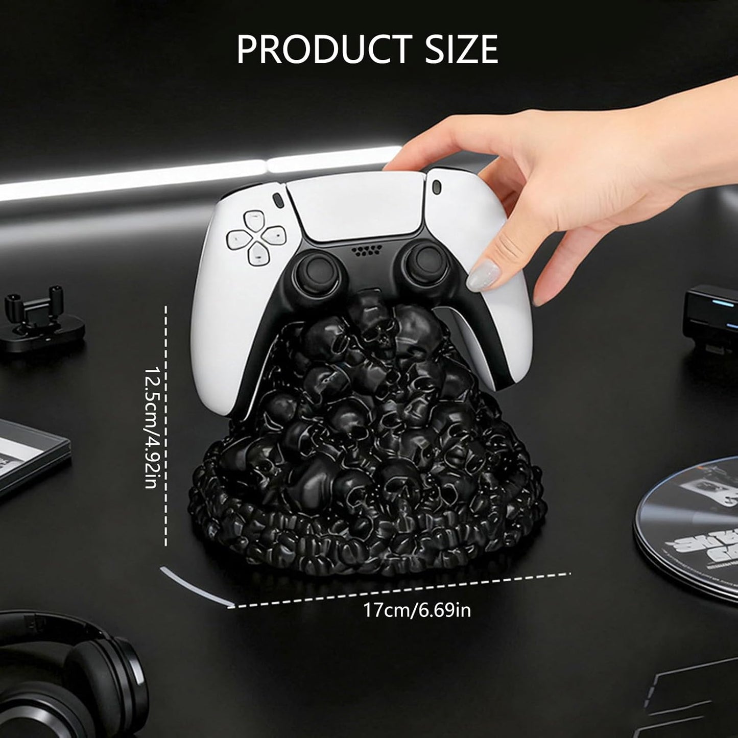 Unique Skeleton Shaped Controller Organizers Stable Structure Soft Rubber Construction Gaming Gear Storage Skull Shaped Headsets Phone Holder