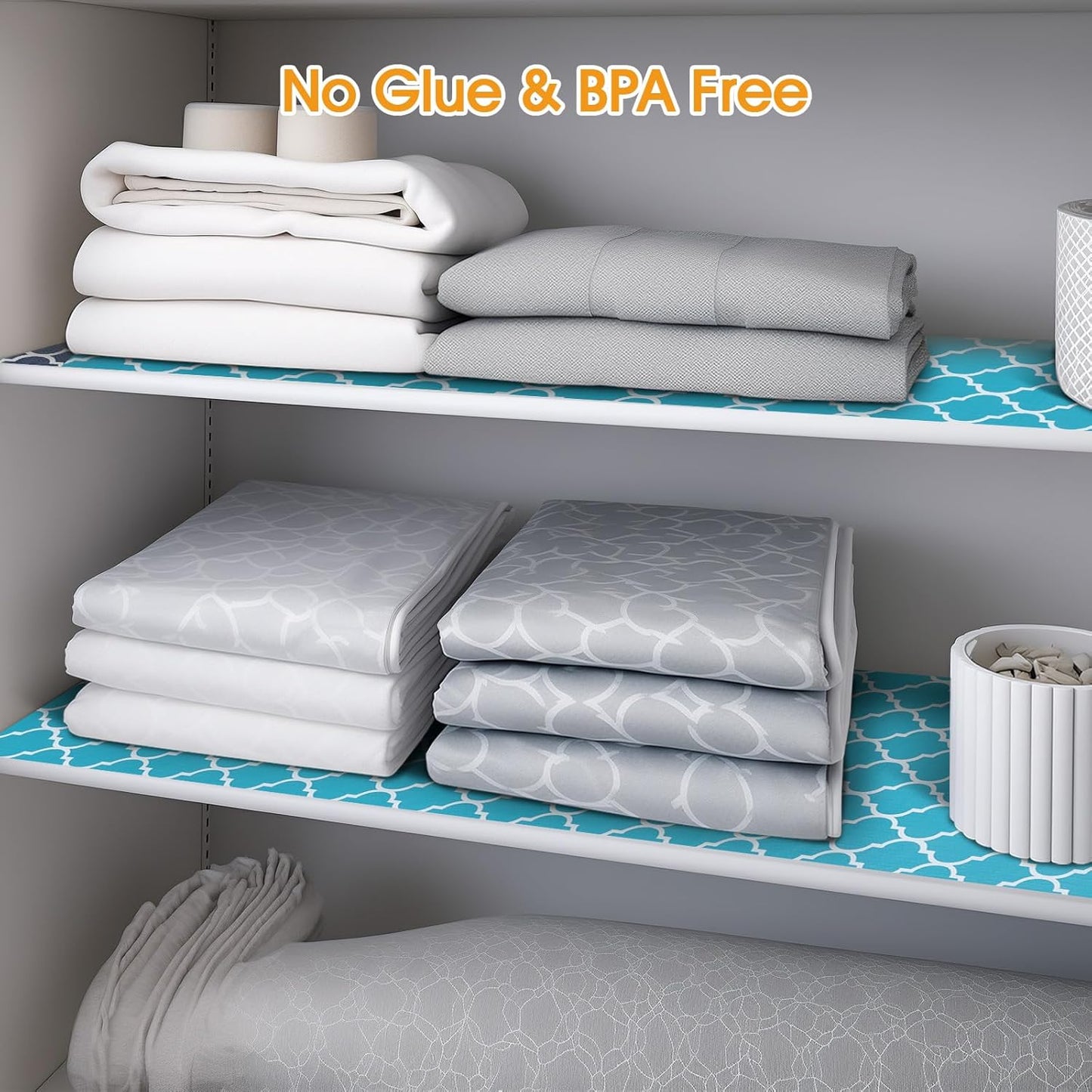 Shelf and Drawer Liner for Kitchen Cabinets Non-Adhesive, Strong Grip Non-Slip Thickened Cabinet Liners for Shelves, Waterproof Mats for Dresser Cupboard, Green/White, 12 in x 20 Feet