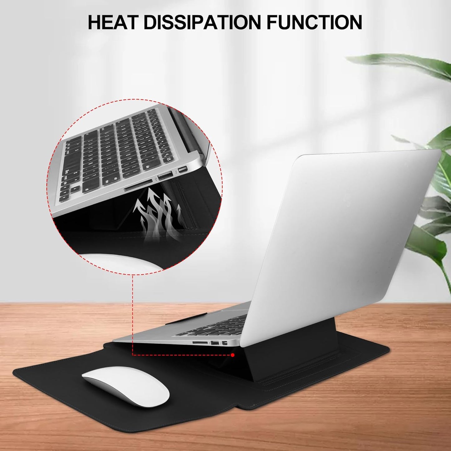 13.3'' /13.6'' Laptop Sleeve Case Leather Bag with Stand Compatible with MacBook Pro 14/MacBook Air 13(M1 M2)/13.3'' Yoga/Dell XPS 13/HP/Matebook 14'' Laptop case, Black