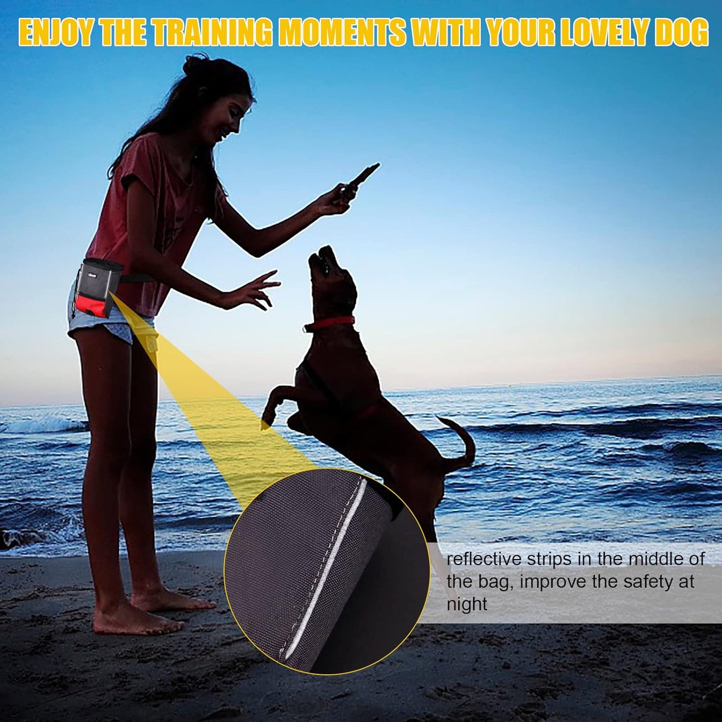 LIOPARD Dog Treat Pouch, Slanted Opening, Ideal for Dog Walking & Training (Red)