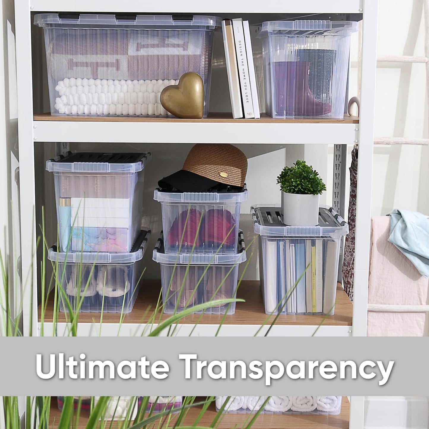 Superio Storage Bins with Lids- Clear Boxes for Organizing, Stackable Plastic Containers- BPA Free, Non-Toxic, Odor Free, Organizer for Home, Office, Dorm (6 Pack, 20.25"x14"x10.5")