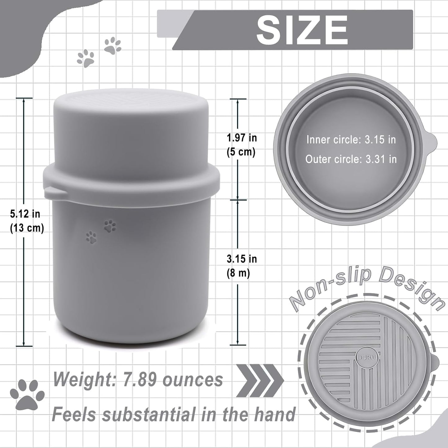 Original Canned Dog Food Storage Container | Silicone Can Cover Pet Food Sealer | BPA Free, Airtight, Dishwasher & Freezer Safe (Grey)
