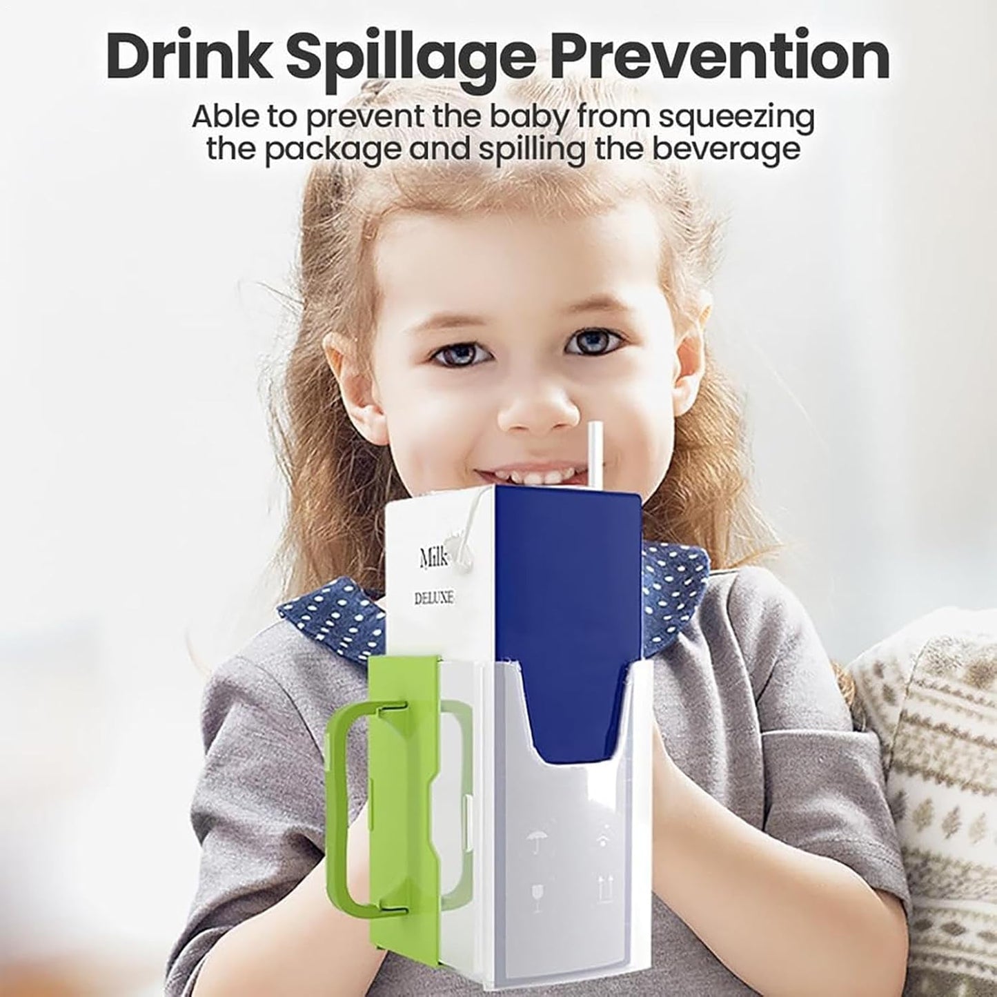 Milk Carton Holder with Handle 8x5cm Reusable Juice Box Holder No Squeeze Adjustable Food Pouch and Milk Box Rack for Kids No Spill